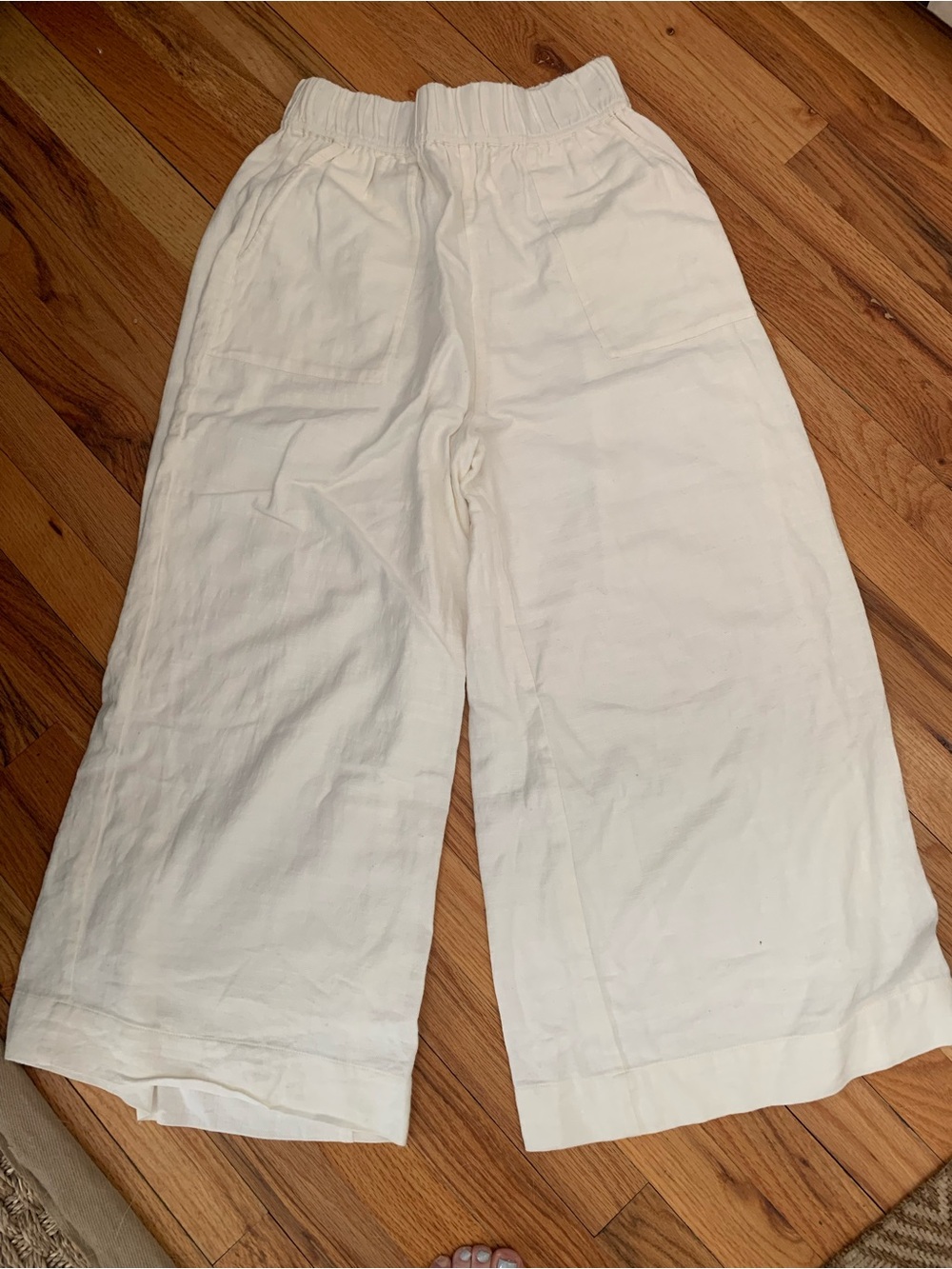 tribe alive Off-White Wide Leg Linen Blend Pants
